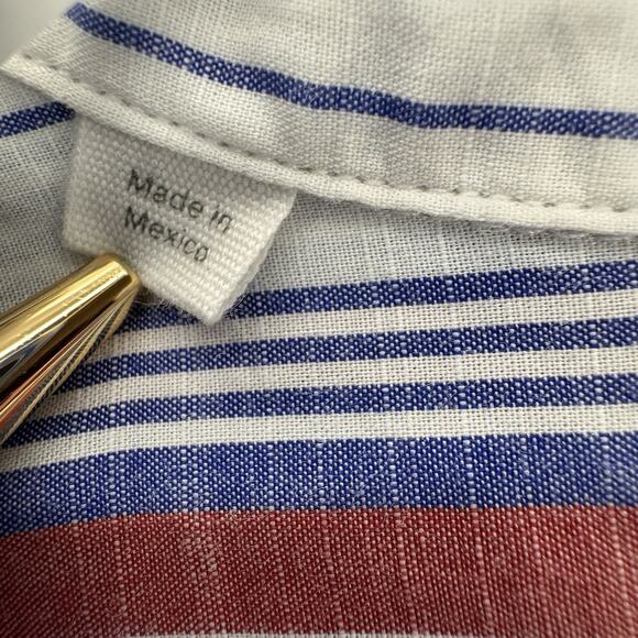 Grayson Womens The Hero Button Long Sleeve Top Size 04 Large Jasmine Stripe Red - Picture 4 of 11